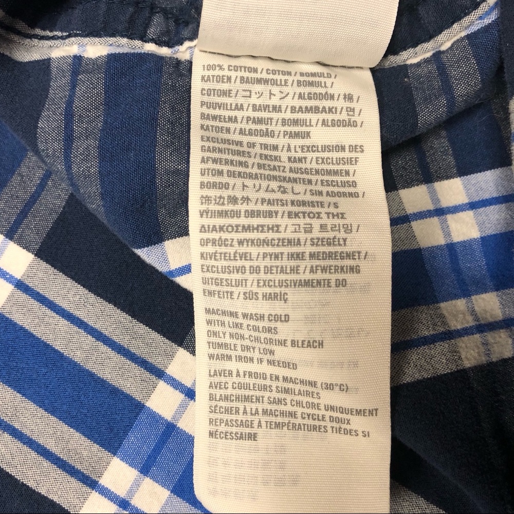 Hollister Blue plaid button down top Men’s size - Picture 4 of 7